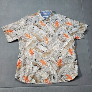 Tommy Bahama Shirt Mens XL White Tropical Floral Aloha Rare Print Short Sleeve